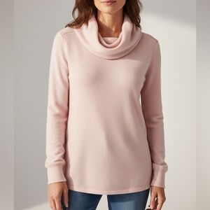 Gibson Convertible Neckline Pastel Pink Cowl Neck Off Shoulder Sweater XS NWT